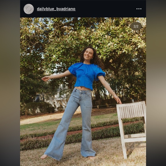 NWT $360 Daily Blue “Skye” Bell Leg Denim Jeans - Picture 2 of 15